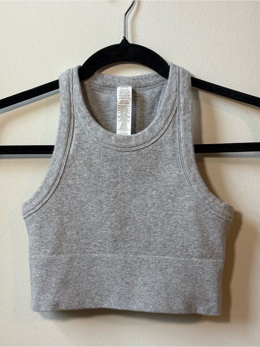Alo Yoga Gray Ribbed Cropped Tank Top